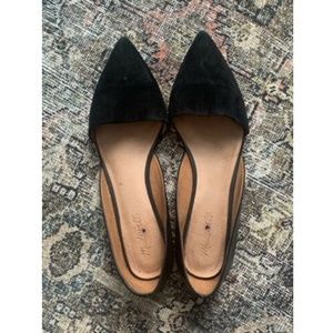Madewell D’Orsay Black ￼Suede Leather Flat Pointed Toe Shoes Women’s Size 10
